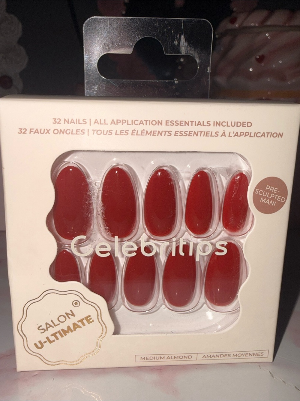 Celebritips Salon U-Ltimate “Red Red” Medium Almond Red Press-On Nails